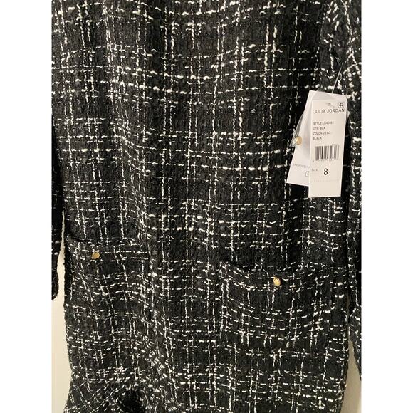 New Julia Jordan Ruffle Hen Long Sleeve Tweed Dress Size 8 - Picture 3 of 5